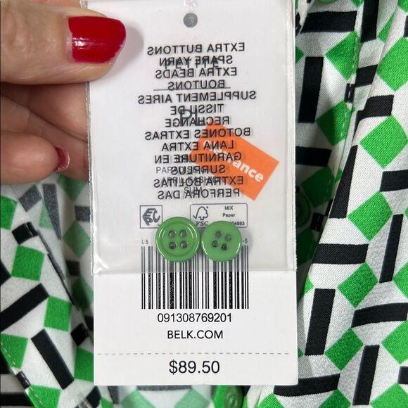 The Limited Green and White Geometric Dress - Picture 8 of 8